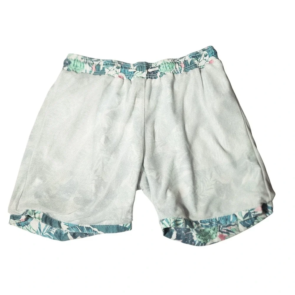 Unitop Swim Trunks sz 34 Mens Hawaiian Aloha Blue White Tropical Aloha Surf 34x6